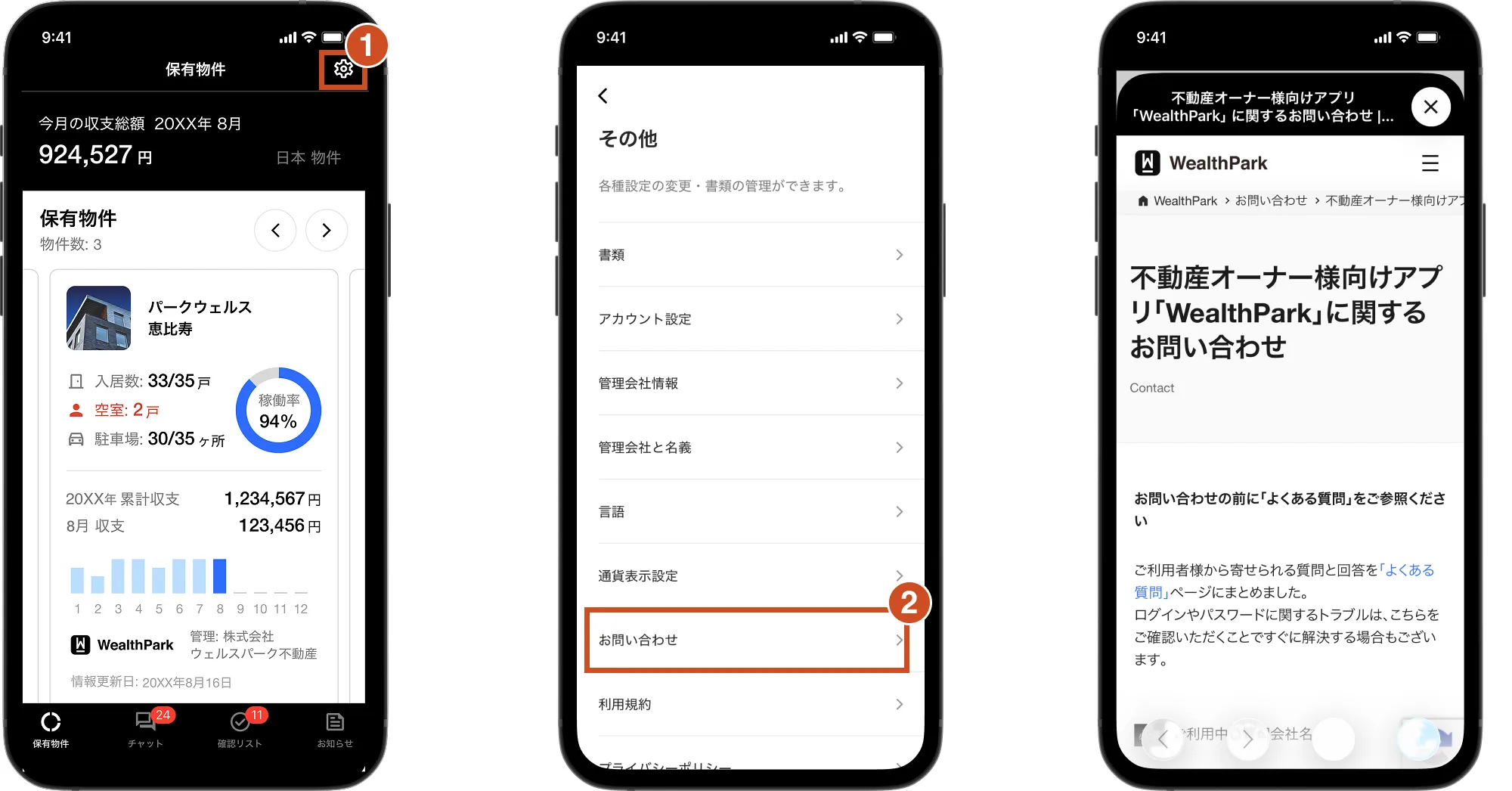 お問い合わせ方法の手順