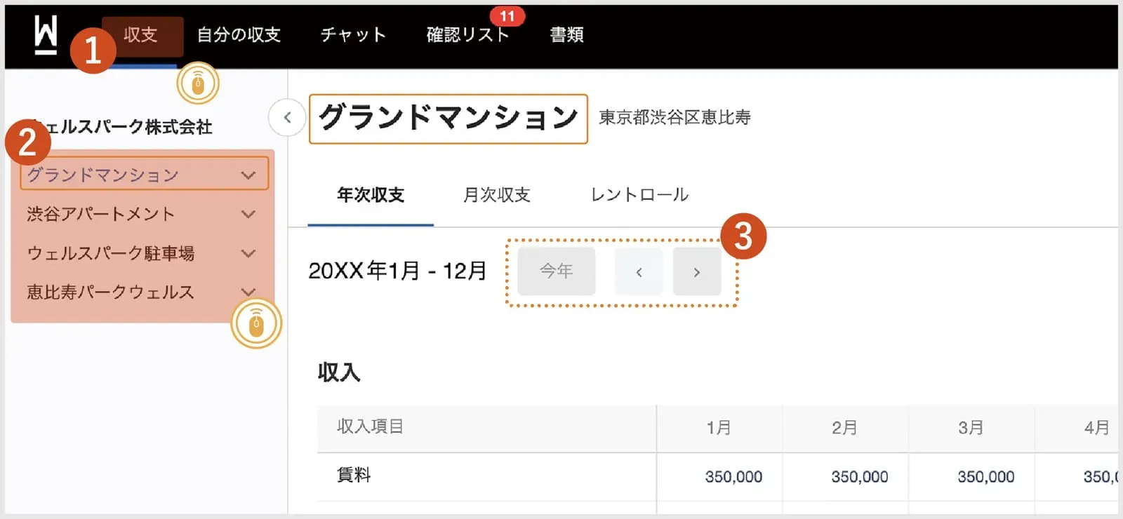 物件ごとの収支の見方 1